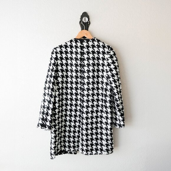 Margaret Frances Houndstooth Coat | Size 14 | Black & White Open Front - Picture 7 of 7
